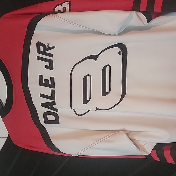 Vintage 90s Budweiser Dale Earnhardt Jr White Embroidered Hockey Jersey Sz L - Picture 4 of 5